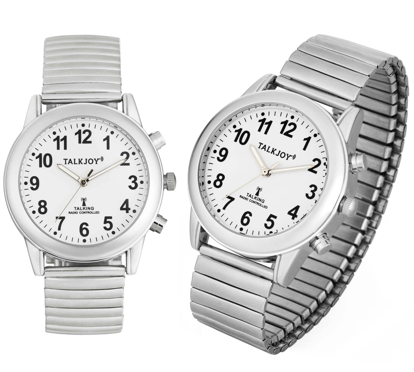 Sprechende Funkuhr Edelstahl Funkarmbanduhr Armbanduhr Seniorenuhr Blindenuhr Blindenwecker Uhrzeit Ansage