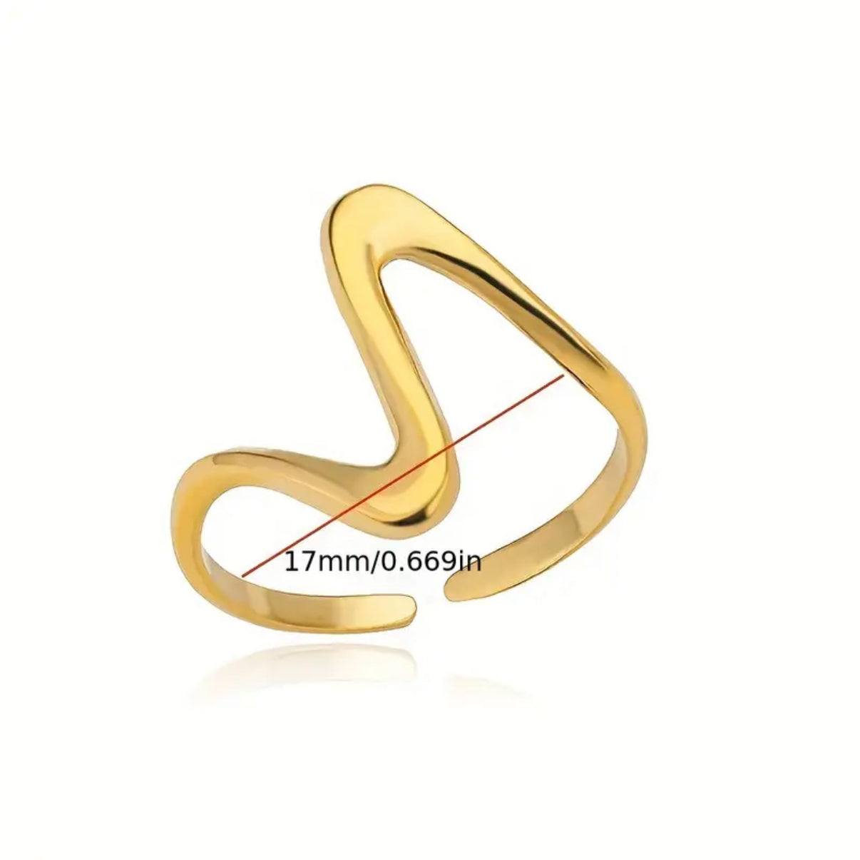 Ring Wellenform wellig Herzschlag – 18 Karat vergoldeter Edelstahl oder silber - Größenverstellbar