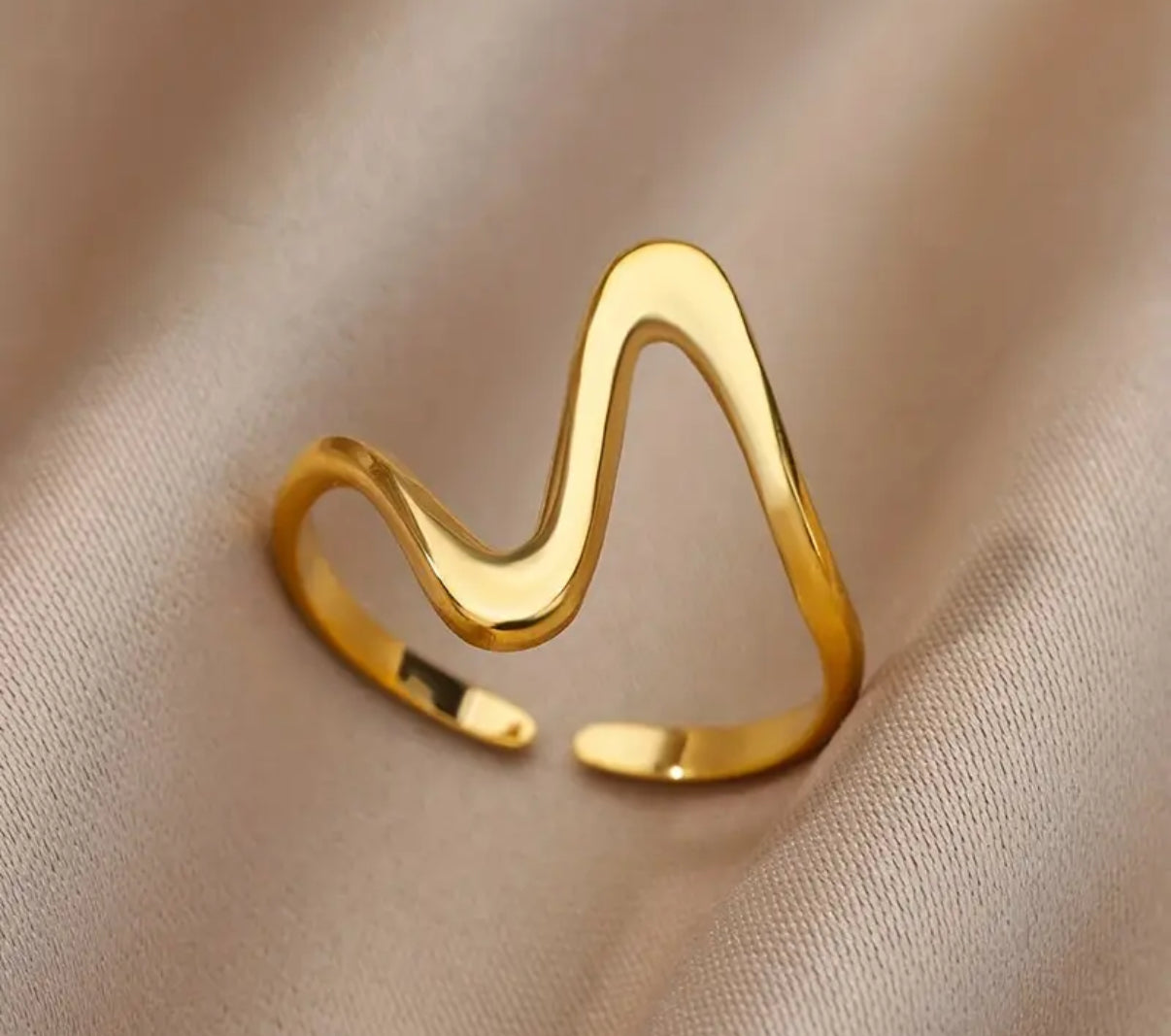 Ring Wellenform wellig Herzschlag – 18 Karat vergoldeter Edelstahl oder silber - Größenverstellbar