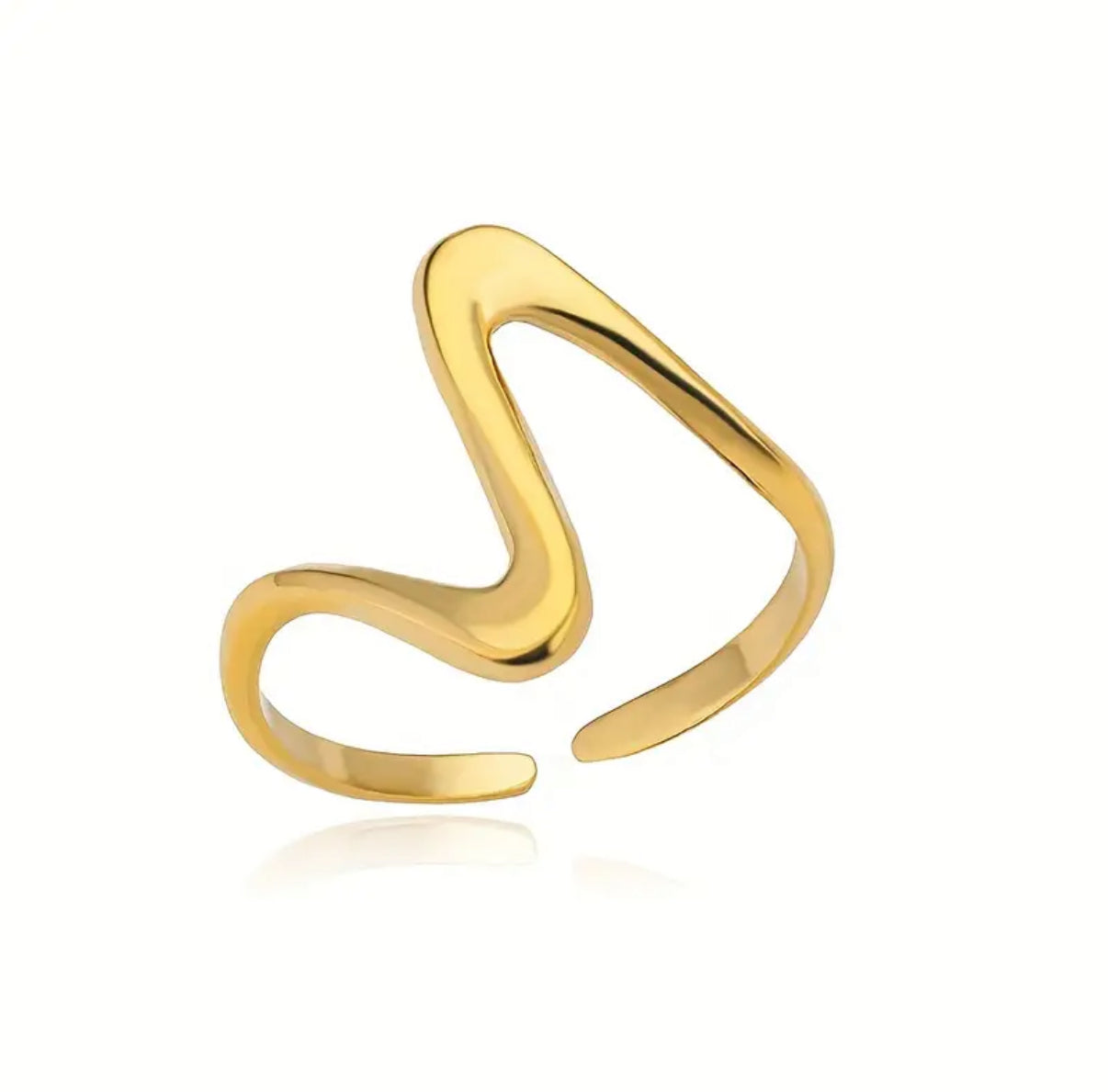 Ring Wellenform wellig Herzschlag – 18 Karat vergoldeter Edelstahl oder silber - Größenverstellbar