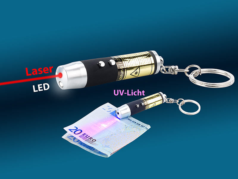 PROFI 3in1 Präsentations Laserpointer UV Licht Geldscheinprüfer LED Taschenlampe