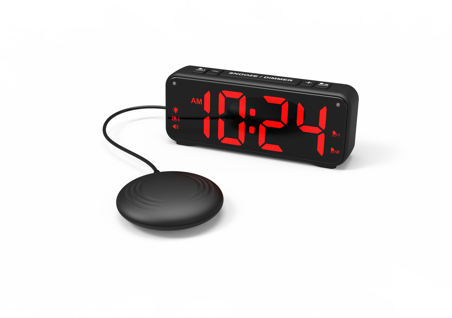 PROFI schwarz VIBRATION Uhr Tischuhr XXL Display Senioren vibrierender Wecker Vibrationsalarm