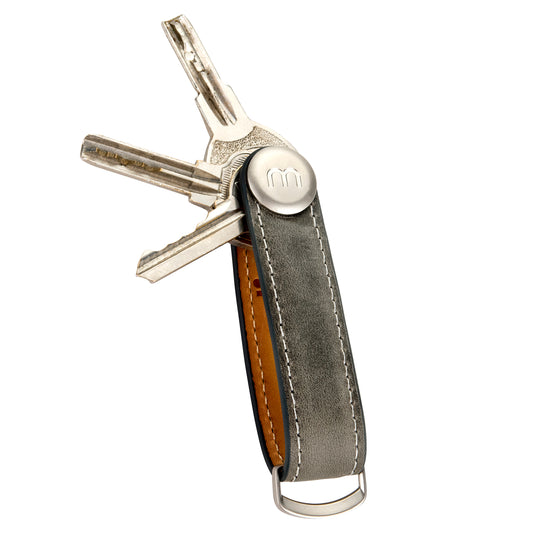 ANTHRAZIT GRAU Leder Smart Key Organizer Schlüsselanhänger Schlüssel Fächer Ring
