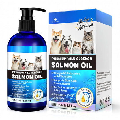 Lachsöl für Hunde & Katzen 250 ml, Omega 3 - 6 Fischöl aus Wildlachs