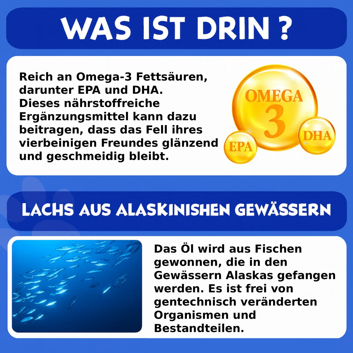 Lachsöl für Hunde & Katzen 250 ml, Omega 3 - 6 Fischöl aus Wildlachs