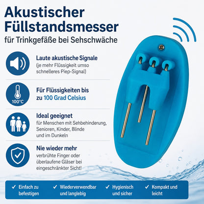 ALARM Getränke Füllstandsmelder akustisches Warnsignal Überlaufschutz für Blinde