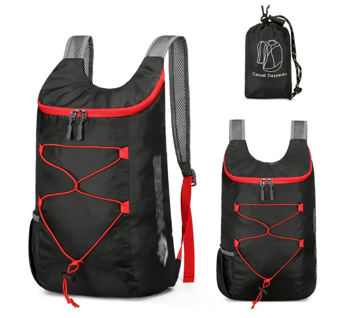 Rucksack Faltrucksack Mini Nylon Reise Handgepäck Falttasche Mehrweg Sporttasche, als Ersatz Tasche oder beim Einkaufen, Reisetasche Camping
